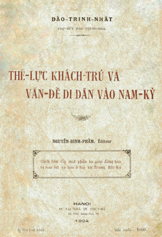 Thế lực khách trú và vấn đề di dân vào Nam Kỳ - Đào Trinh Nhất